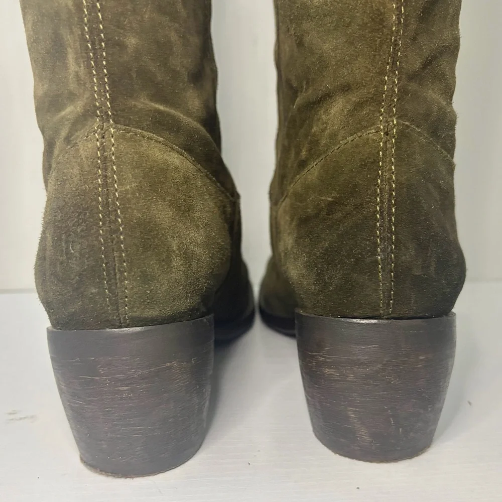 The Cool People Dark Olive Green Suede Over-the-Knee Heeled Boots Size 9